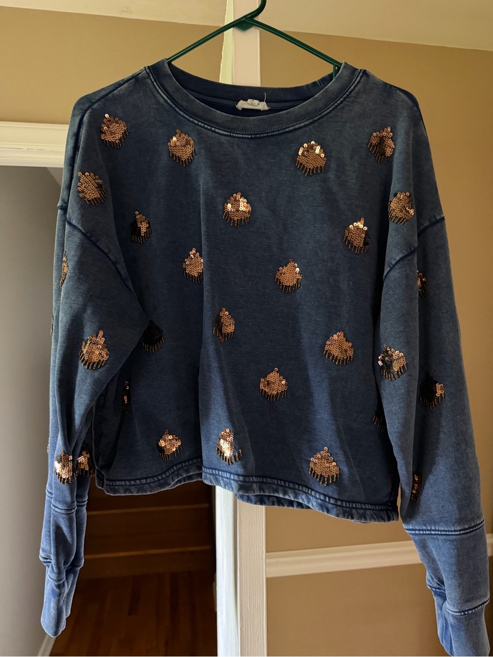 Pilcro Navy Blue Sequin Accent Women’s Sweater Size M